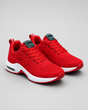 Women's textured knit lace-up sneakers with round toes and layered flat soles