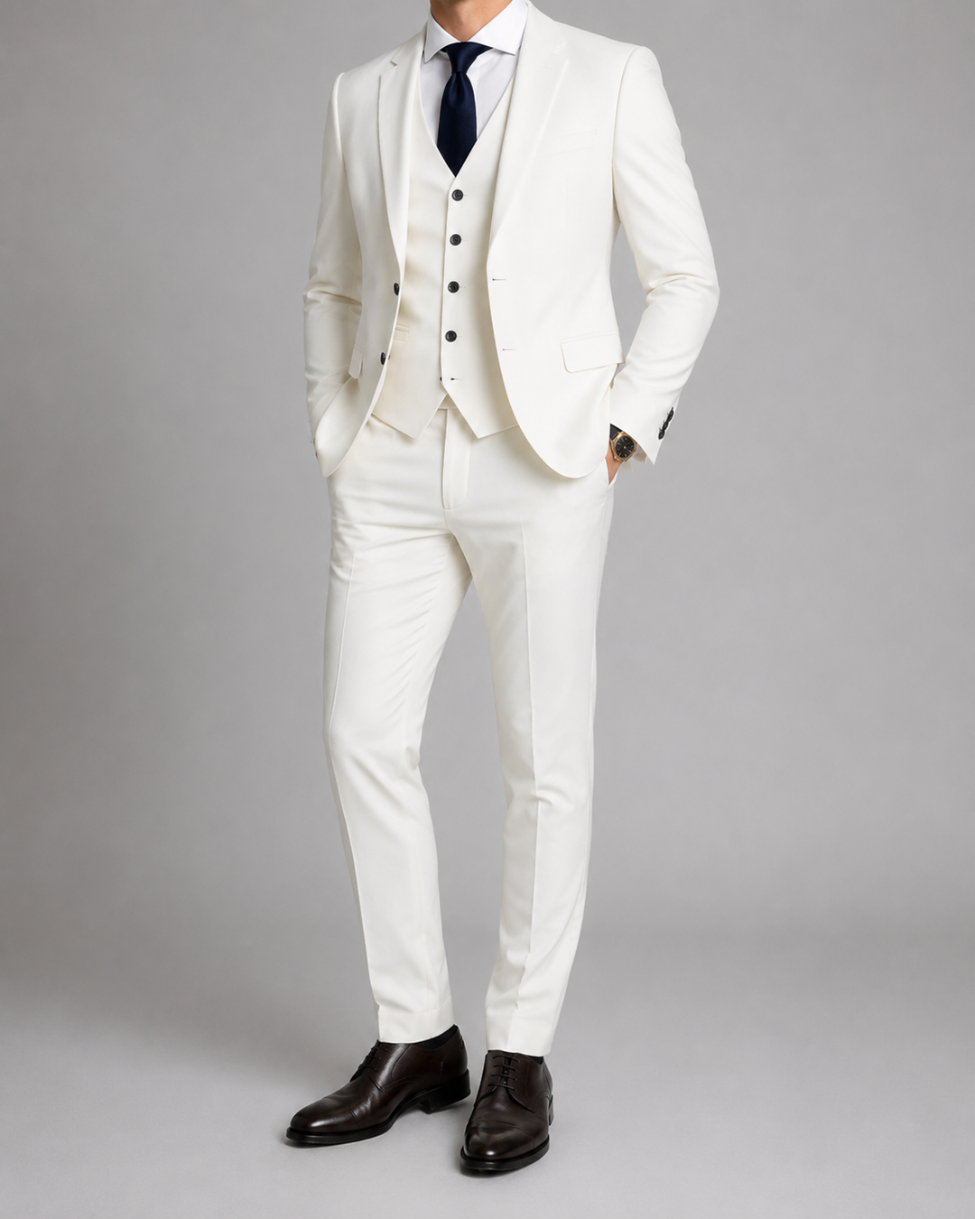 Men's three-piece suit with jacket and waistcoat