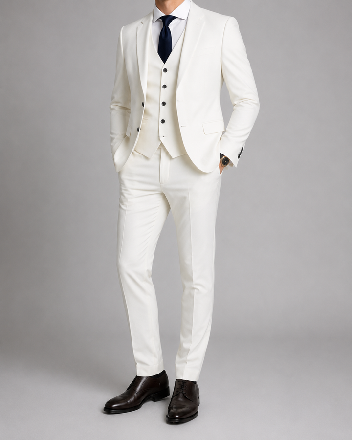 Men's three-piece suit with jacket and waistcoat