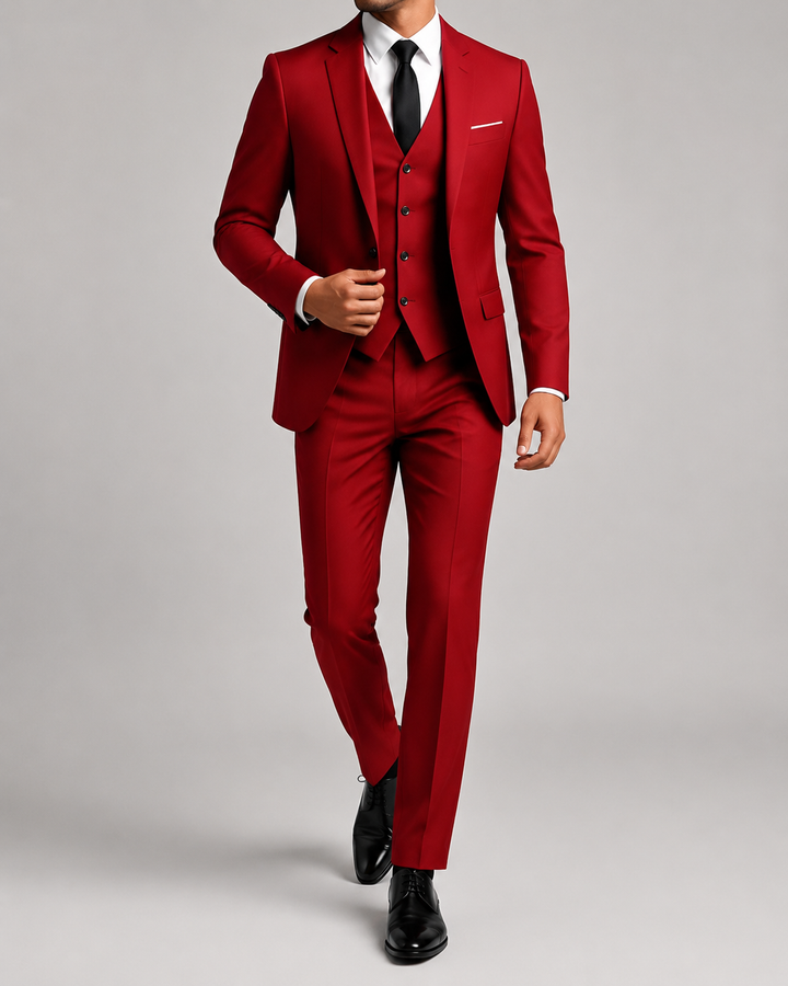 Men's three-piece suit with jacket and waistcoat