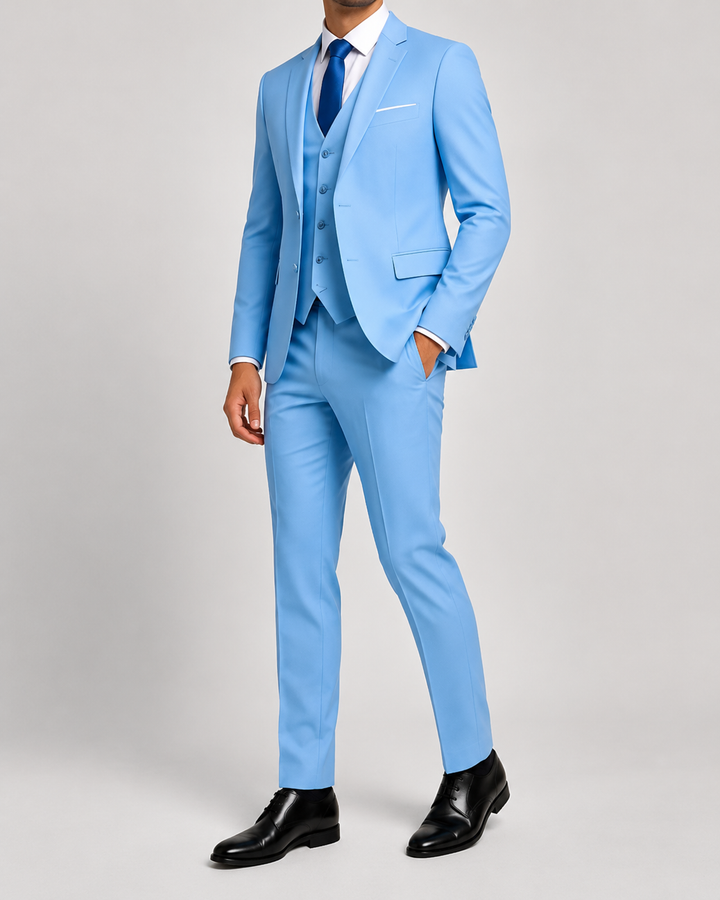 Men's three-piece suit with jacket and waistcoat