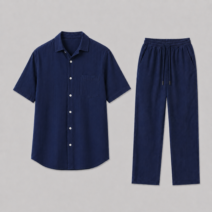 Men's Summer Set – Shirt & Wide-Leg Trousers Two-Piece Outfit 1