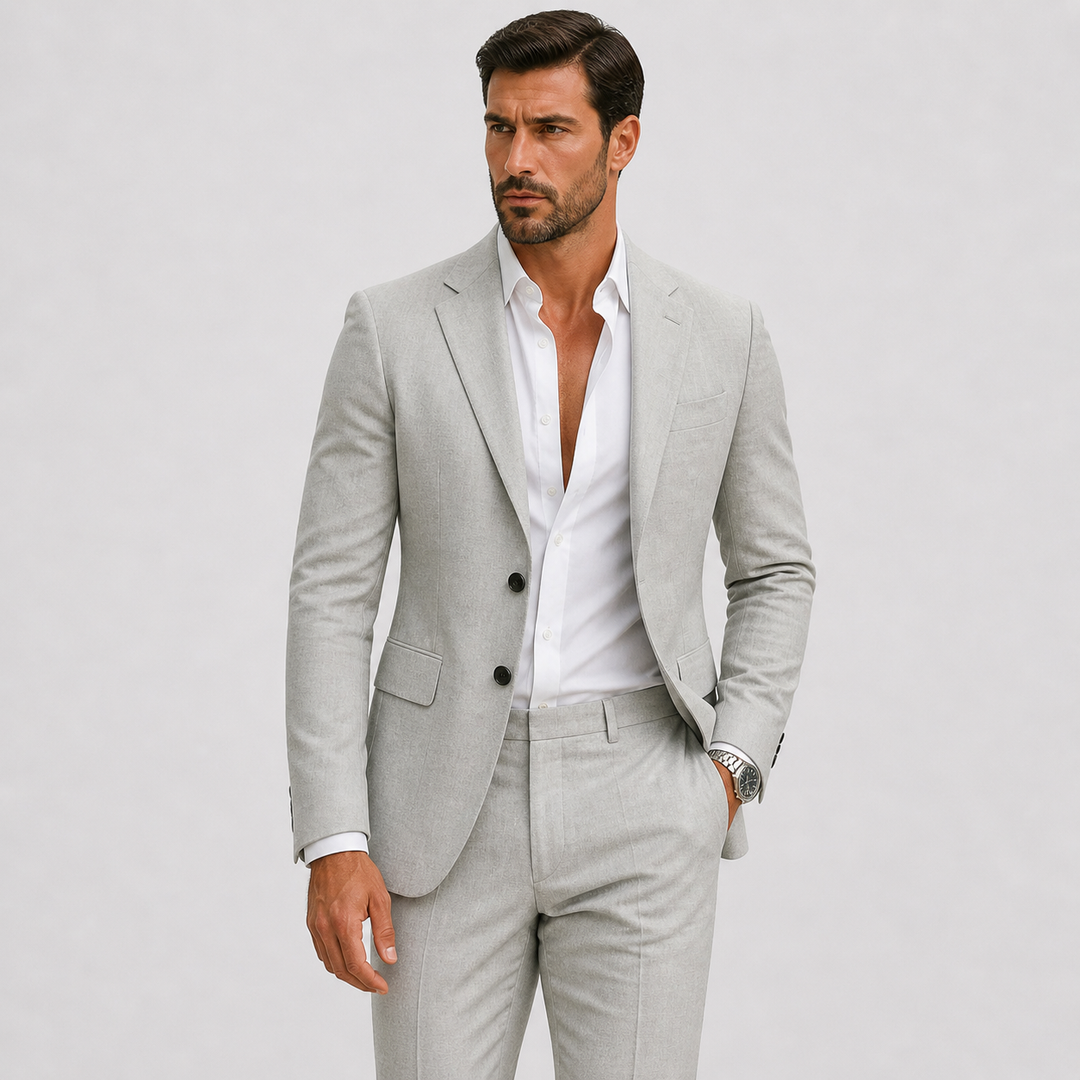 Men's Linen Suit – Slim-Fit Two-Piece Summer Blazer & Trousers 8