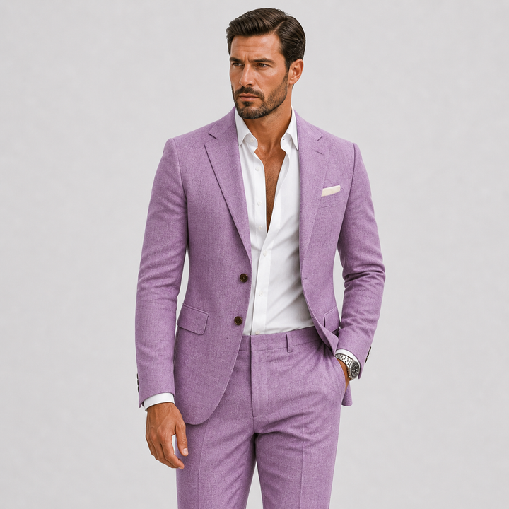 Men's Linen Suit – Slim-Fit Two-Piece Summer Blazer & Trousers 11