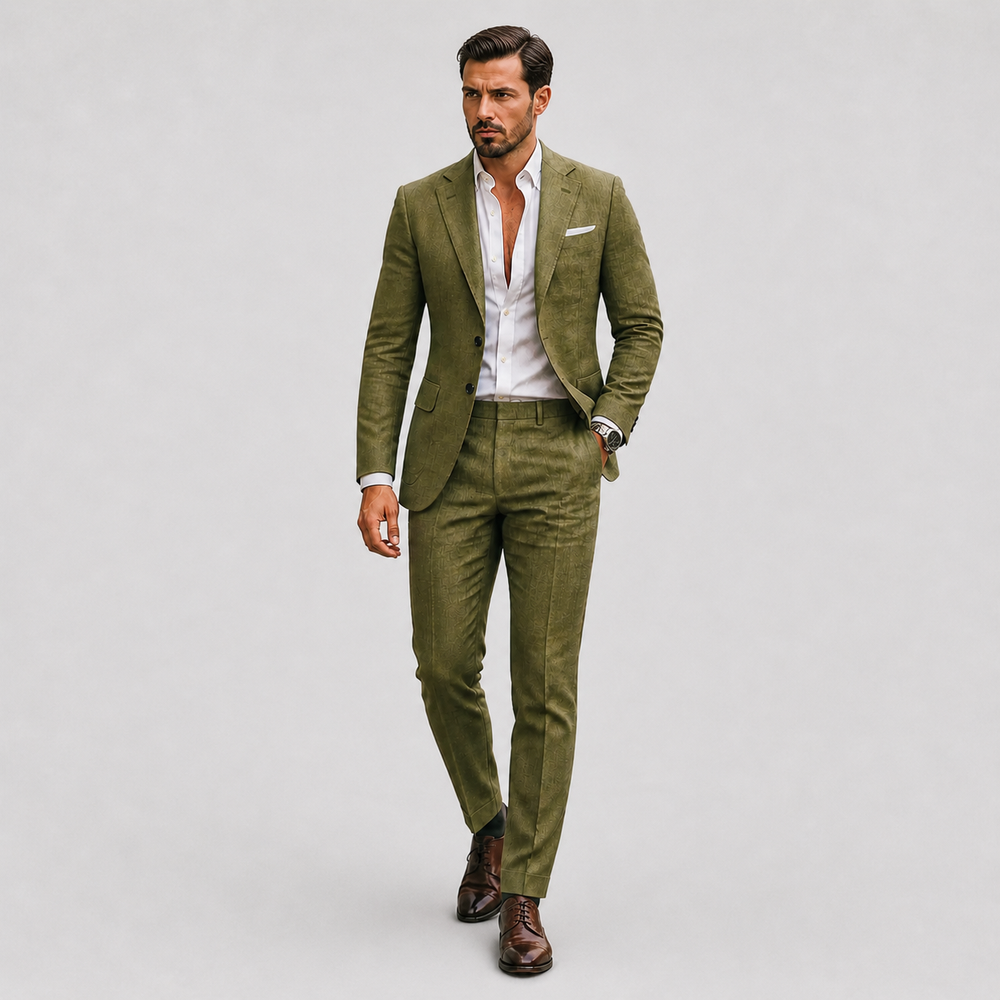 Men's Linen Suit – Slim-Fit Two-Piece Summer Blazer & Trousers 2