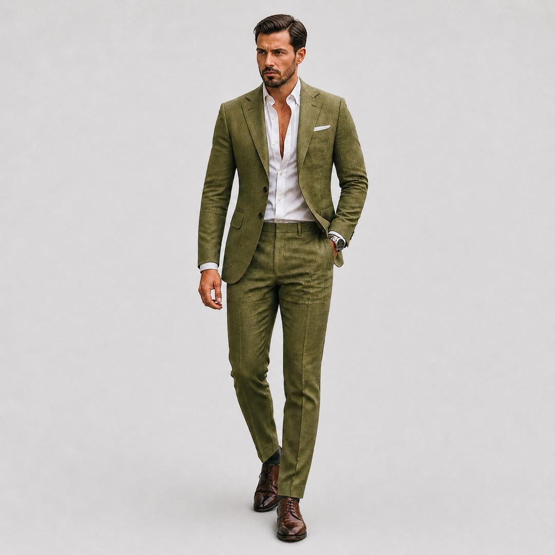 Men's Linen Suit – Slim-Fit Two-Piece Summer Blazer & Trousers 2