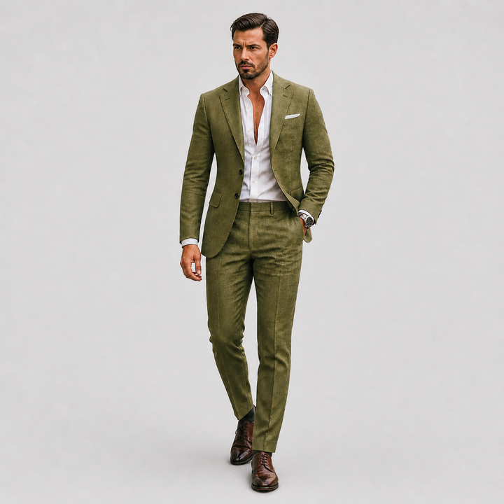 Men's Linen Suit – Slim-Fit Two-Piece Summer Blazer & Trousers 2