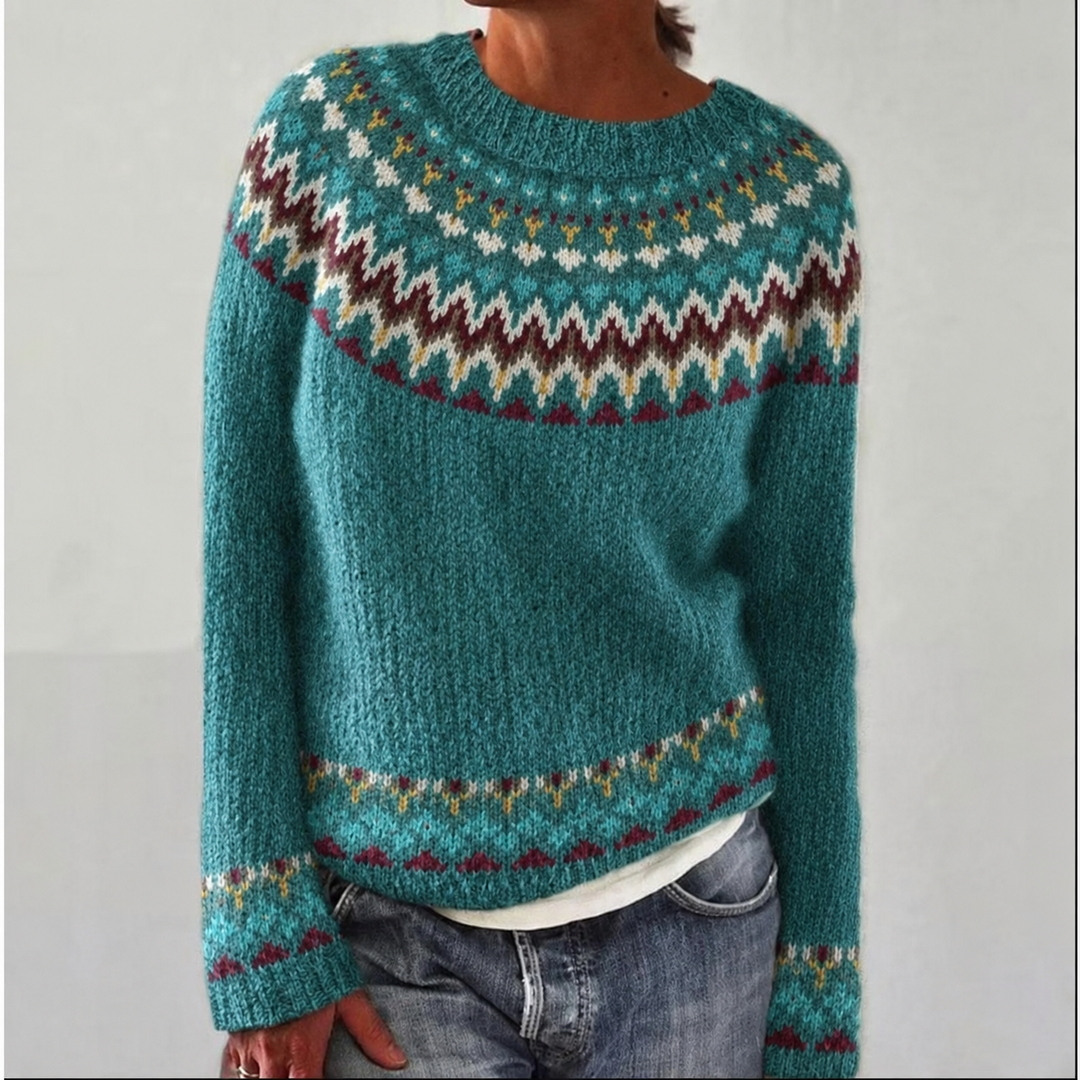 Women's Fair Isle jumper with crew neck and long sleeves