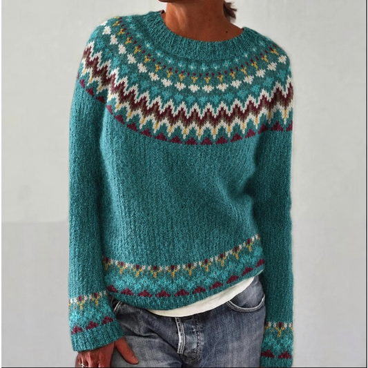 Women's Fair Isle jumper with crew neck and long sleeves