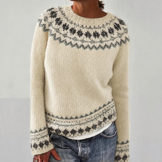 Women's Fair Isle jumper with crew neck and long sleeves