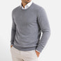 Men's plain crew neck sweater with long sleeves