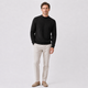 Men's plain turtleneck sweater with ribbed trims and long sleeves