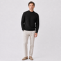 Men's plain turtleneck sweater with ribbed trims and long sleeves