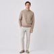 Men's plain turtleneck sweater with ribbed trims and long sleeves