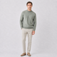 Men's plain turtleneck sweater with ribbed trims and long sleeves