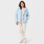Unisex hooded quilted puffer jacket with long sleeves and front pockets