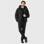 Unisex hooded quilted puffer jacket with long sleeves and front pockets