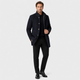 Men's long overcoat with raised collar and button front