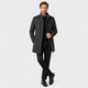 Men's long overcoat with raised collar and button front