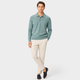 Men's long sleeve polo sweater with collar and button placket