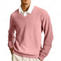 Men's solid V-neck jumper with long sleeves and ribbed trims