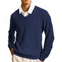 Men's solid V-neck jumper with long sleeves and ribbed trims
