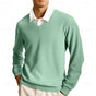 Men's solid V-neck jumper with long sleeves and ribbed trims