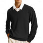 Men's solid V-neck jumper with long sleeves and ribbed trims