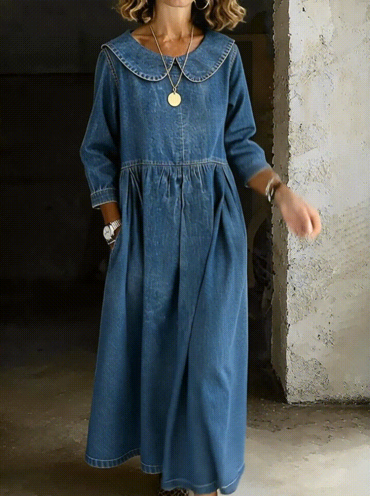 Cleo Peter Pan Collar Denim Dress 1