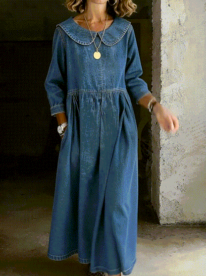 Cleo Peter Pan Collar Denim Dress 1