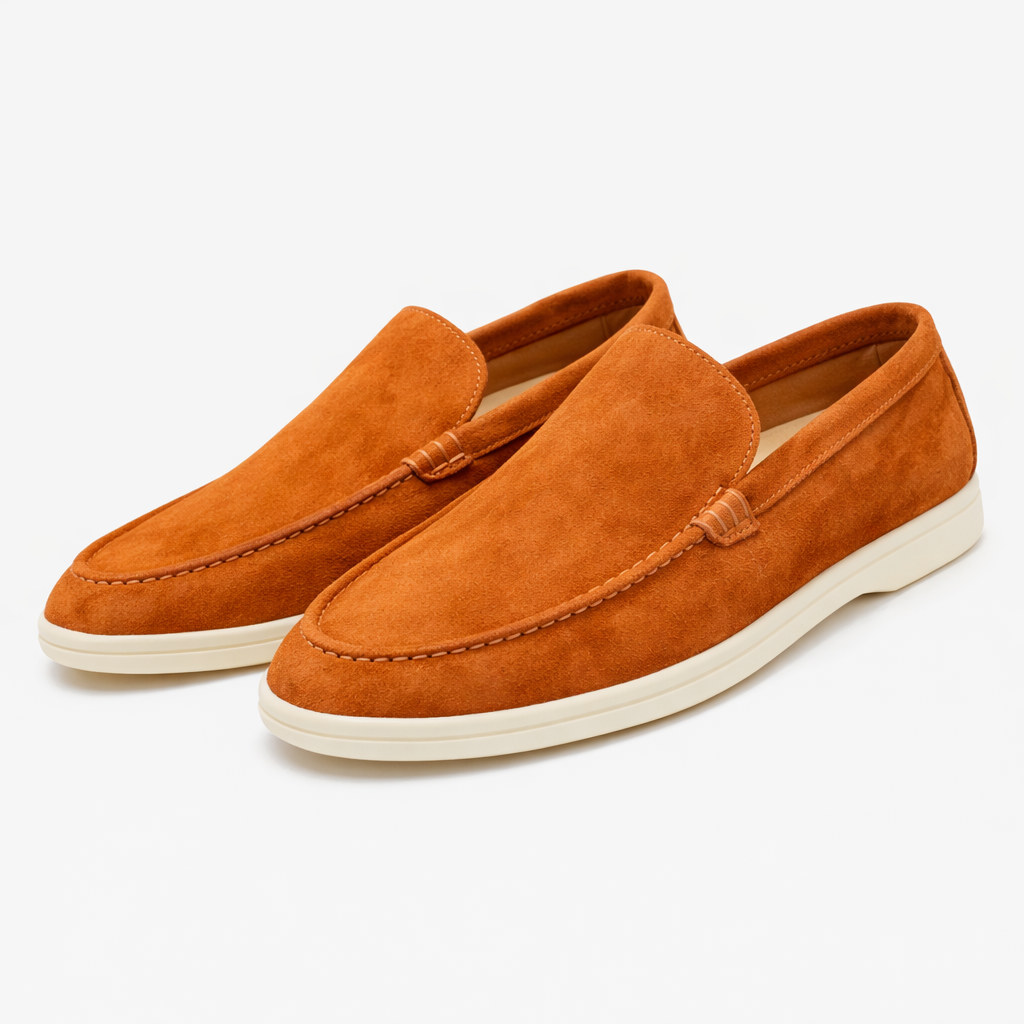Moc-toe slip-on loafers with light soles