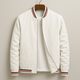 Unisex bomber jacket with contrast striped ribbed trims and front zip