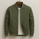 Unisex bomber jacket with contrast striped ribbed trims and front zip