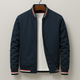 Unisex bomber jacket with contrast striped ribbed trims and front zip