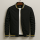 Unisex bomber jacket with contrast striped ribbed trims and front zip