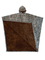 Oversized hooded poncho with plush-looking lining and wide sleeves