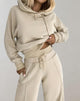 Women's two-piece hoodie set with wide-leg trousers