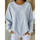 Women's striped sweatshirt with crew neckline and dropped shoulders