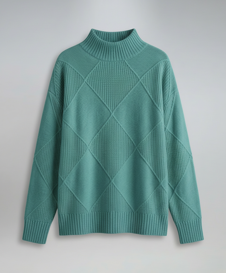 Women's geometric patterned turtleneck sweater