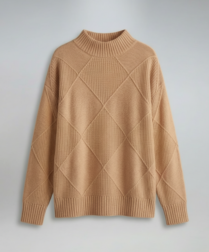 Women's geometric patterned turtleneck sweater