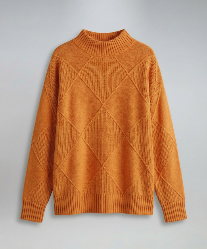 Women's geometric patterned turtleneck sweater