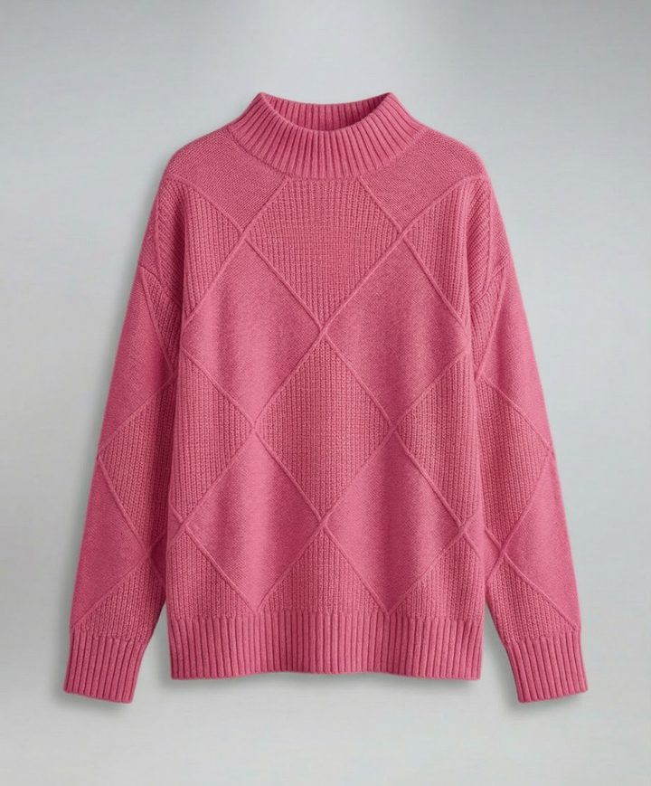 Women's geometric patterned turtleneck sweater