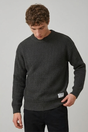Men's crew neck waffle knit pullover sweater with long sleeves and ribbed trims
