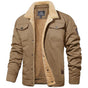 Men's sherpa-collar jacket with long sleeves, button front and multiple pockets