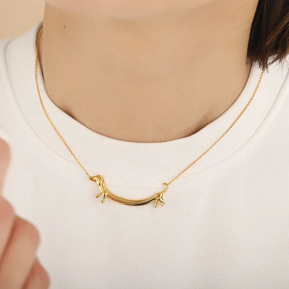 Dahlia Dachshund Pendant Necklace 1