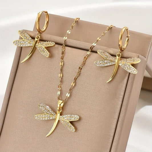 Dahlia Dragonfly Jewelry Set 0