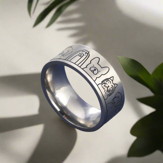 Dahlia Engraved Dog Ring 0