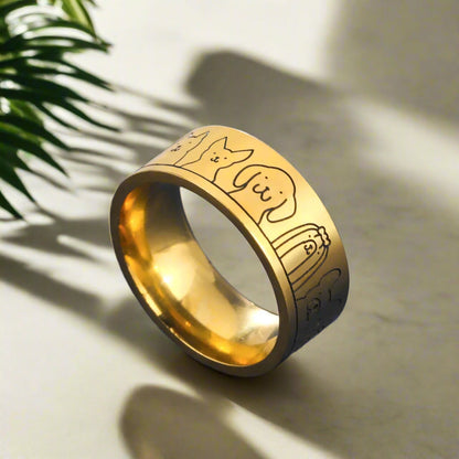 Dahlia Engraved Dog Ring 1