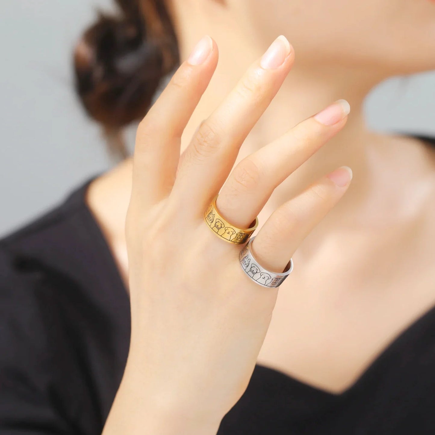 Dahlia Engraved Dog Ring 3