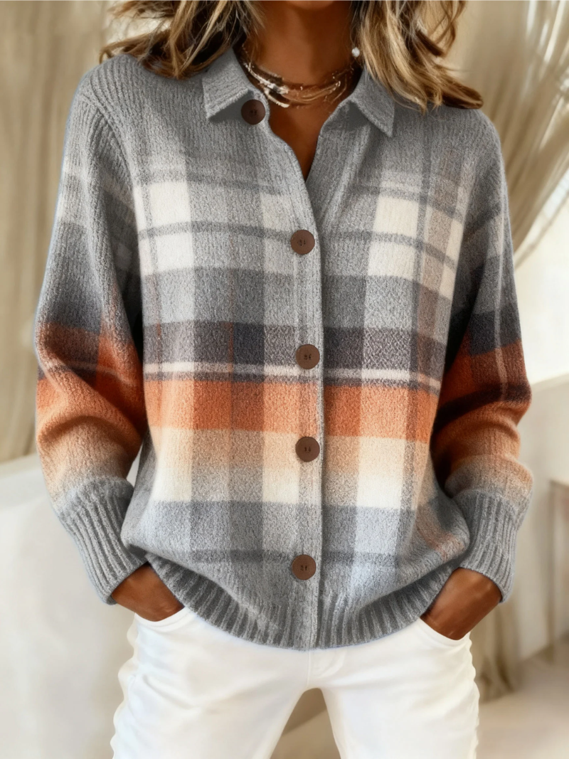 Dahlia Ombre Plaid Cardigan Sweater 0